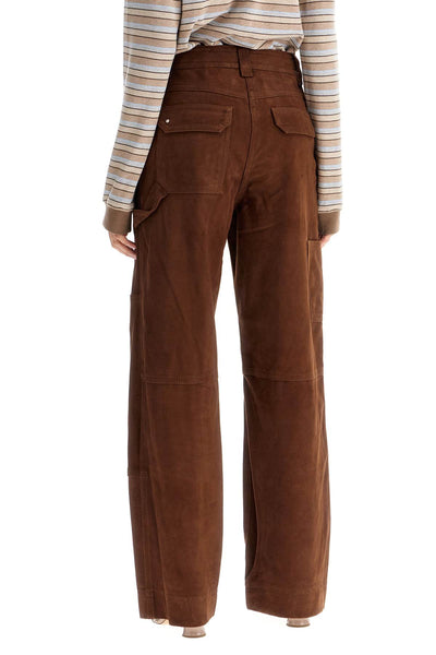 suede leather workwear pants 74020 CHOCOLATE