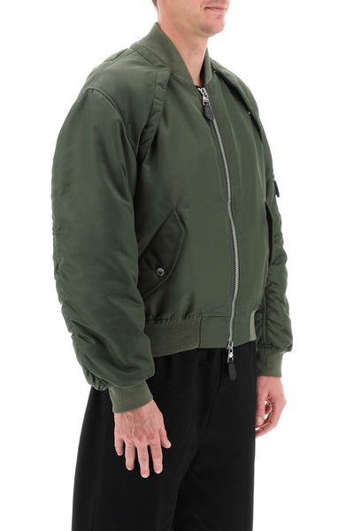 Alexander mcqueen convertible bomber jacket in nylon satin 771141 QRAAK KHAKI GREEN