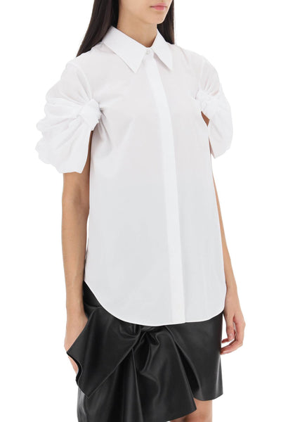 Alexander mcqueen shirt with knotted short sleeves 775580 QAAAD OPTICAL WHITE