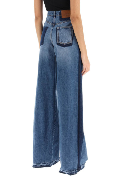Alexander mcqueen wide leg jeans with contrasting details 775894 QMABJ WORN WASH
