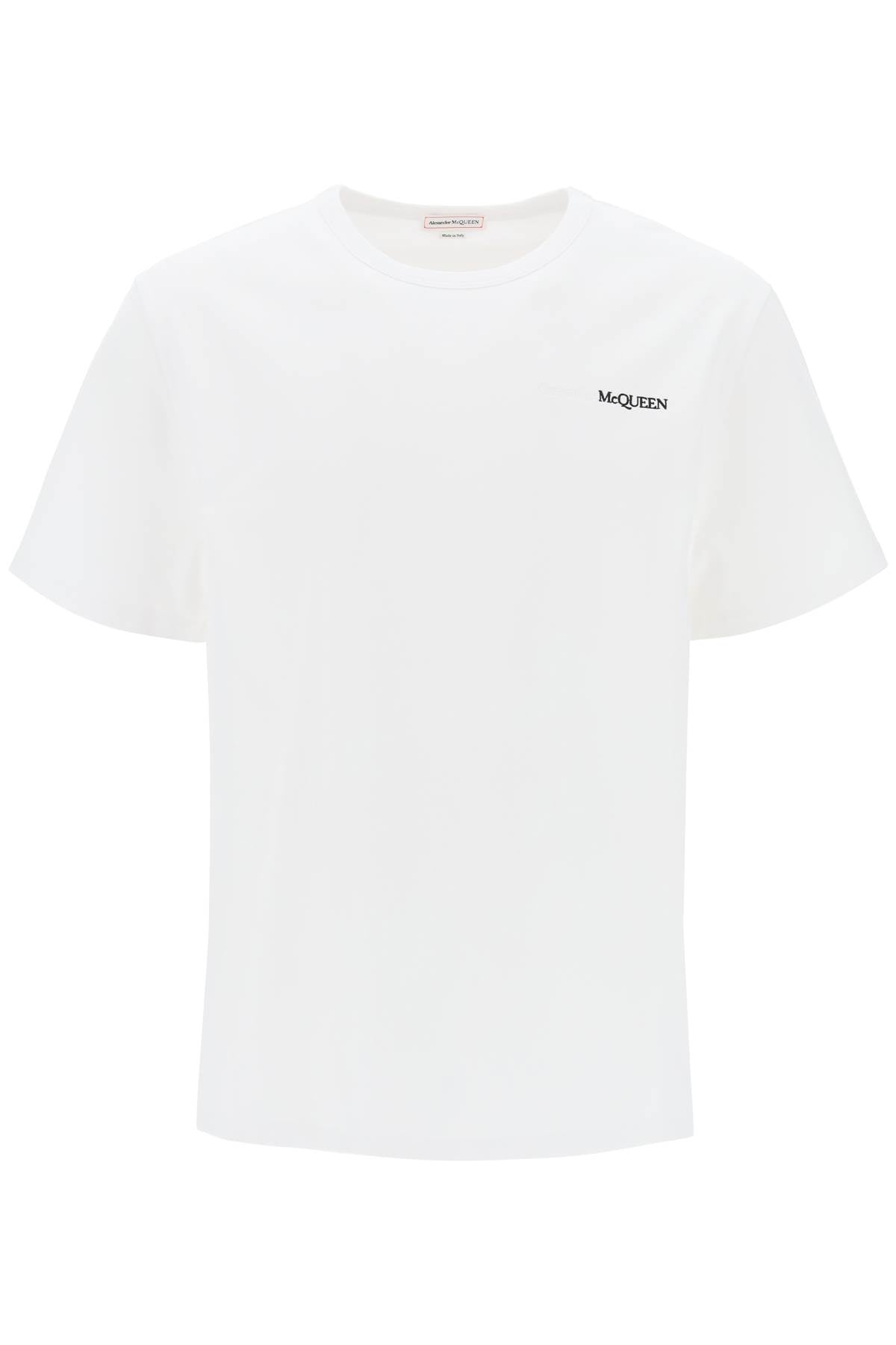 Alexander mcqueen reflected logo t-shirt 776281 QXAAB WHITE WHITE BLACK