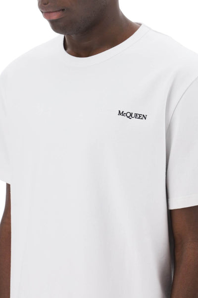 Alexander mcqueen reflected logo t-shirt 776281 QXAAB WHITE WHITE BLACK