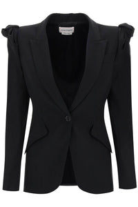 Alexander mcqueen jacket with knotted shoulders 780529 QJACX BLACK