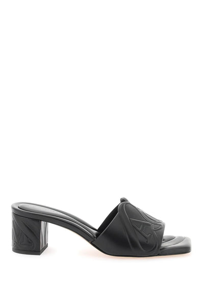 Alexander mcqueen embossed logo leather mules 780713 WIEAD BLACK