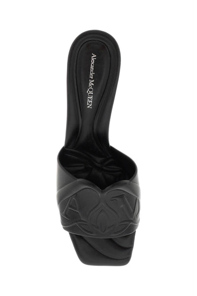 Alexander mcqueen embossed logo leather mules 780713 WIEAD BLACK