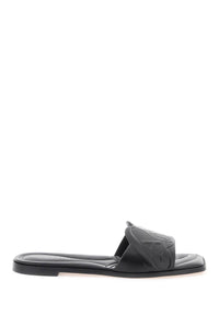 Alexander mcqueen leather slides with embossed seal logo 780714 WIEAD BLACK