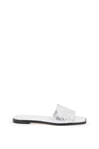 Alexander mcqueen laminated leather slides with embossed seal logo 780714 WIF13 SILVER