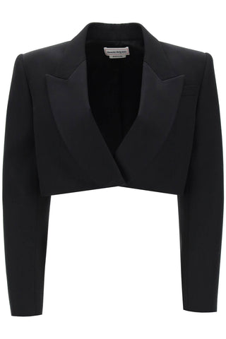 Alexander mcqueen cropped tuxedo jacket 780796 QJAAC BLACK