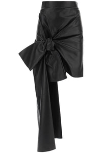 Alexander mcqueen leather skirt with knotted detail 780910 Q5AL1 BLACK