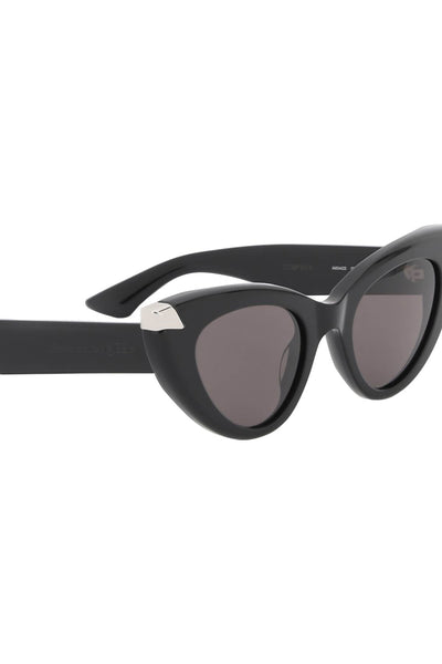 Alexander mcqueen 龐克鉚釘貓眼太陽眼鏡適用於 781203 J0749 BLACK BLACK SMOKE