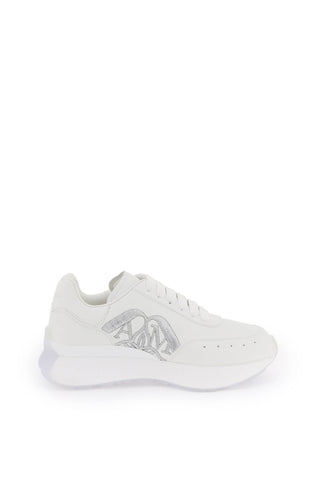 Alexander mcqueen leather sprint runner sneakers 781502 WIDNH WHITE SILVER