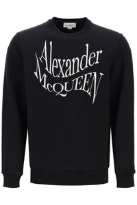 Alexander mcqueen warped logo sweatshirt 781879 QXAAM BLACK