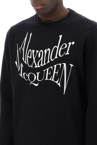 Alexander mcqueen warped logo sweatshirt 781879 QXAAM BLACK