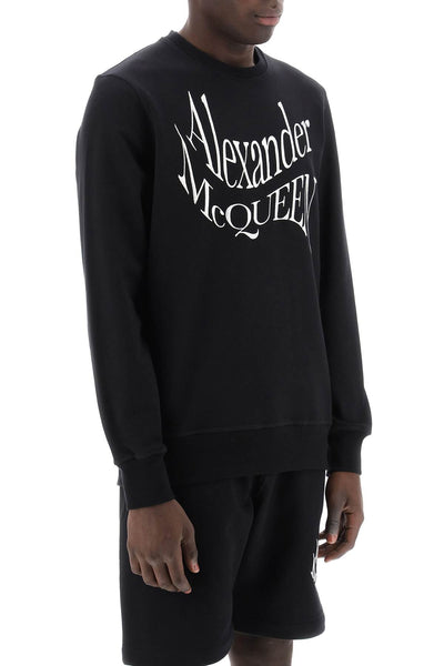 Alexander mcqueen warped logo sweatshirt 781879 QXAAM BLACK