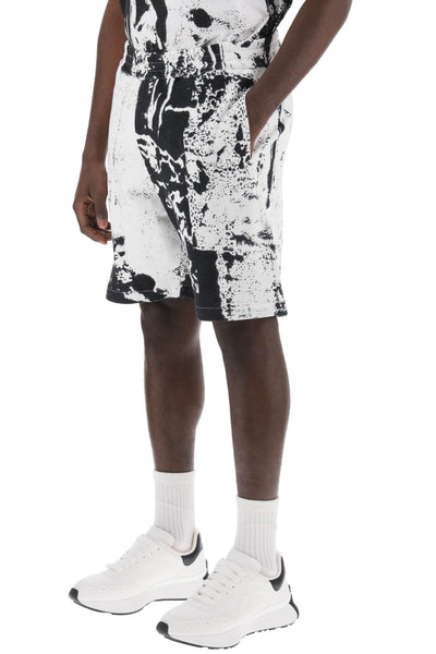 Alexander mcqueen fold print sweat shorts 781888 QXAAW WHITE BLACK