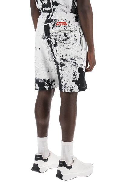 Alexander mcqueen fold print sweat shorts 781888 QXAAW WHITE BLACK