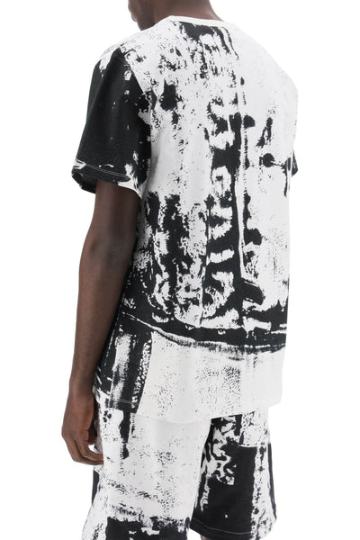 Alexander mcqueen fold print t-shirt 781964 QXAAY WHITE BLACK