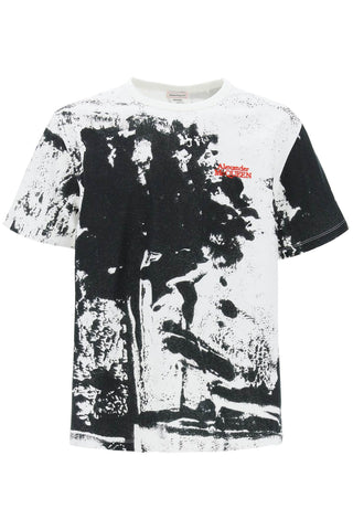 Alexander mcqueen fold print t-shirt 781964 QXAAY WHITE BLACK