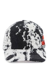 Alexander mcqueen printed baseball cap with logo embroidery 782057 4105Q BLACK WHITE
