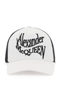 Alexander mcqueen embroidered logo baseball cap with 782069 4B13Q WHITE BLACK