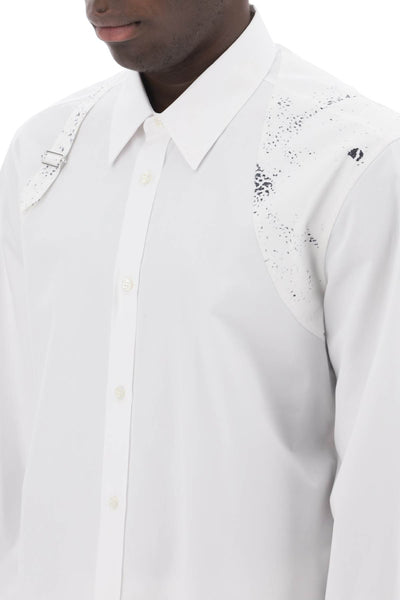 Alexander mcqueen printed harness shirt 782233 QNAAD OPTICALWHITE