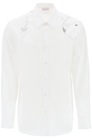 Alexander mcqueen printed harness shirt 782233 QNAAD OPTICALWHITE