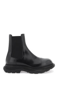 Alexander mcqueen chelsea tread brushed leather ankle 782441 WIF51 BLACK BLACK