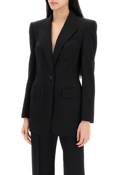 Alexander mcqueen fitted jacket with bustier details 787572 QJAAC BLACK