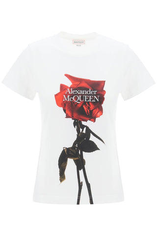Alexander mcqueen shadow rose t-shirt 790827 QZAMD WHITE