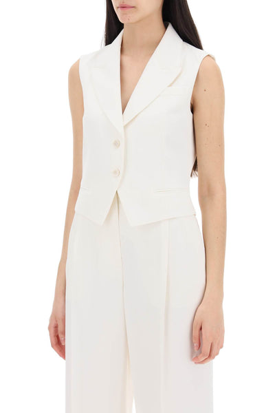 Alexander mcqueen cropped viscose twill vest for 790997 QEAFI IVORY