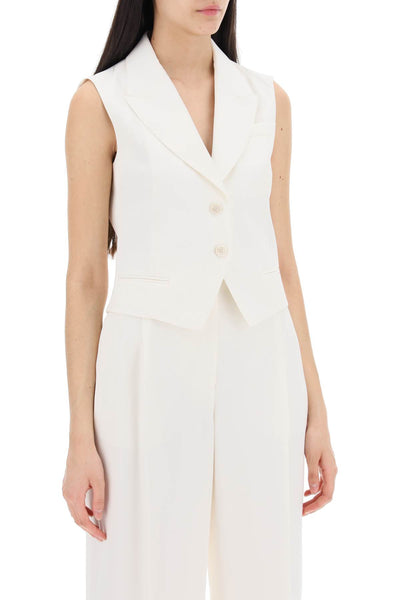 cropped viscose twill vest for 790997 QEAFI IVORY