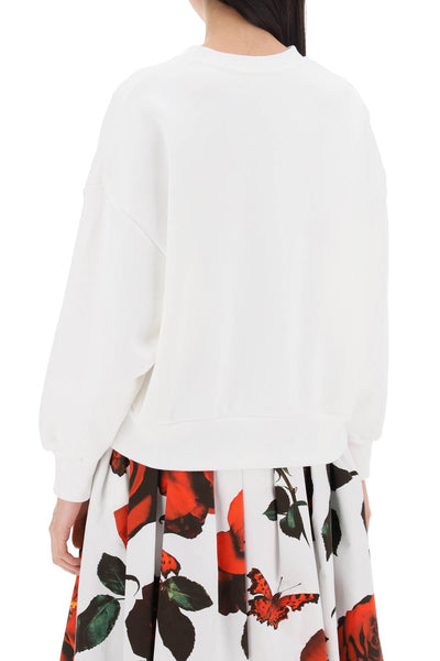 Alexander mcqueen shadow rose sweatshirt 791461 QZAME WHITE