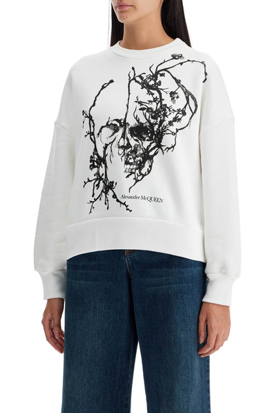 boxy cherry blossom skull sweat 797767 QZAM7 WHITE BLACK