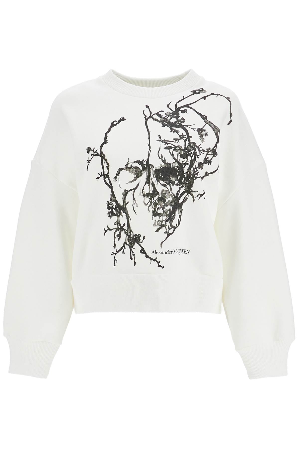 boxy cherry blossom skull sweat 797767 QZAM7 WHITE BLACK