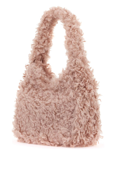 small soft teddy hobo tote bag. 7B0113 WP0464 DUSTY ROSE