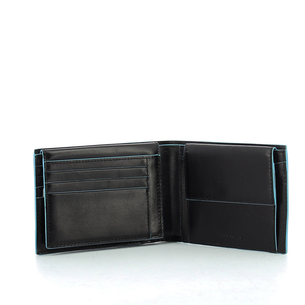 Piquadro - Wallet with coin pouch Blue Square - PU1392B2R - NERO