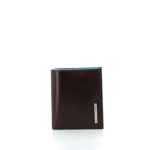 Piquadro - credit card holder blue square - pp1518b2 - mogano | Italystation.com - Shop Now at italystation.com