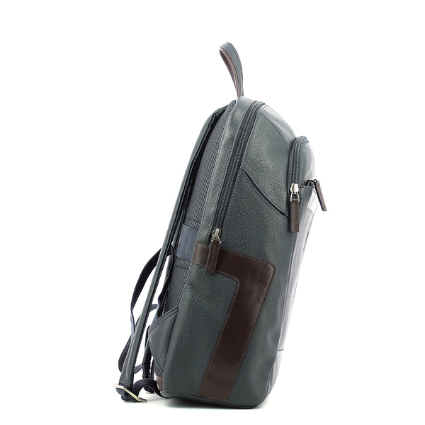 Piquadro - Laptop Backpack in leather 14.0 - CA3214X1 - BLU/MARRONE