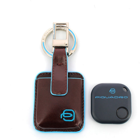 Piquadro - keyholder connequ blue square - ac3954b2 - mogano | Italystation.com - Shop Now at italystation.com