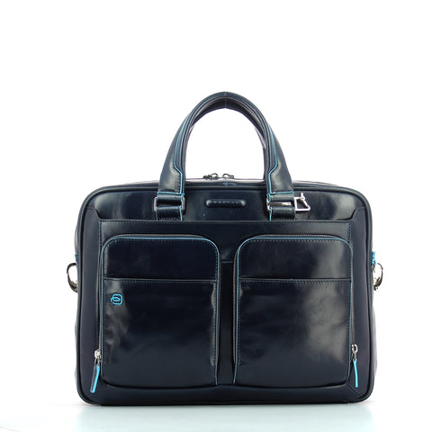 Piquadro - slim briefcase blue square 14.0 - ca2849b2 - blu2 | Italystation.com - Shop Now at italystation.com