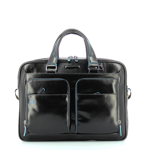Piquadro - slim briefcase blue square 14.0 - ca2849b2 - nero | Italystation.com - Shop Now at italystation.com