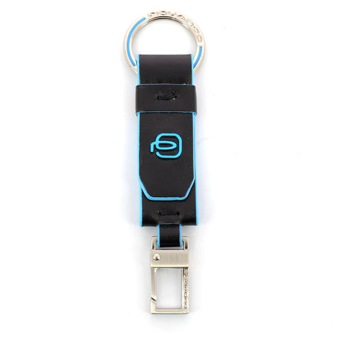 Piquadro - keyholder blue square - pc3751b2 - nero | Italystation.com - Shop Now at italystation.com