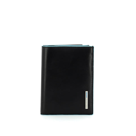 Piquadro - vertical men wallet blue square - pu1393b2 - nero | Italystation.com - Shop Now at italystation.com