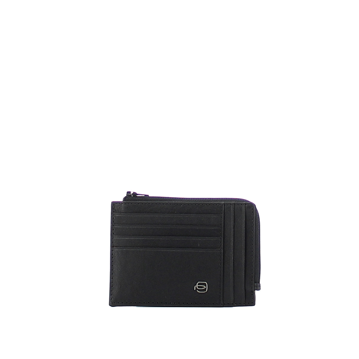 Piquadro - zipped credit card holder black square - pu1243b3r | Italystation.com - Shop Now at italystation.com