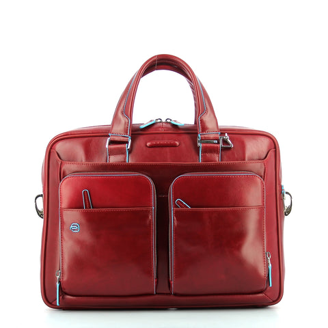 Piquadro - slim briefcase blue square 14.0 - ca2849b2 - rosso | Italystation.com - Shop Now at italystation.com
