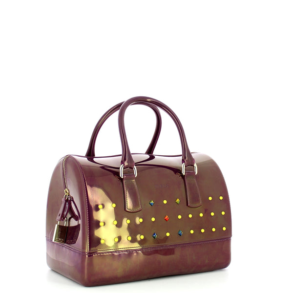 Furla - bauletto candy m con borchie - bff1ggb - aubergine | Italystation.com - Shop Now at italystation.com