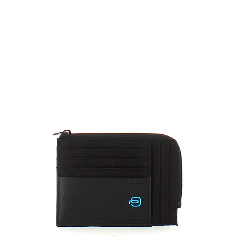 Piquadro - bustina portamonete p16 - pu1243p16 - chevron/nero | Italystation.com - Shop Now at italystation.com