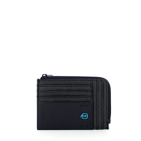 Piquadro - p16 credit card zipped pouch - pu1243p16 - chevron | Italystation.com - Shop Now at italystation.com