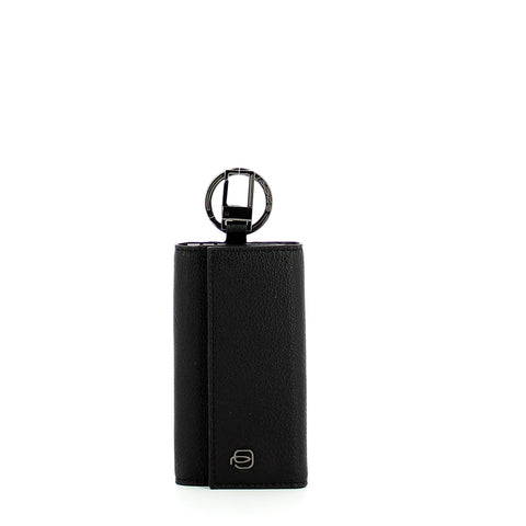 Piquadro - black square keyholder with 6 fobs - pc1397b3 - ne | Italystation.com - Shop Now at italystation.com