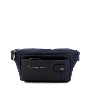 Piquadro - marsupio in pelle e tessuto brief - ca2174br - blu | Italystation.com - Shop Now at italystation.com